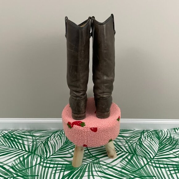 Frye Melissa Button Distressed Leather Knee-High Riding Boots Size 6.5 - Picture 3 of 12